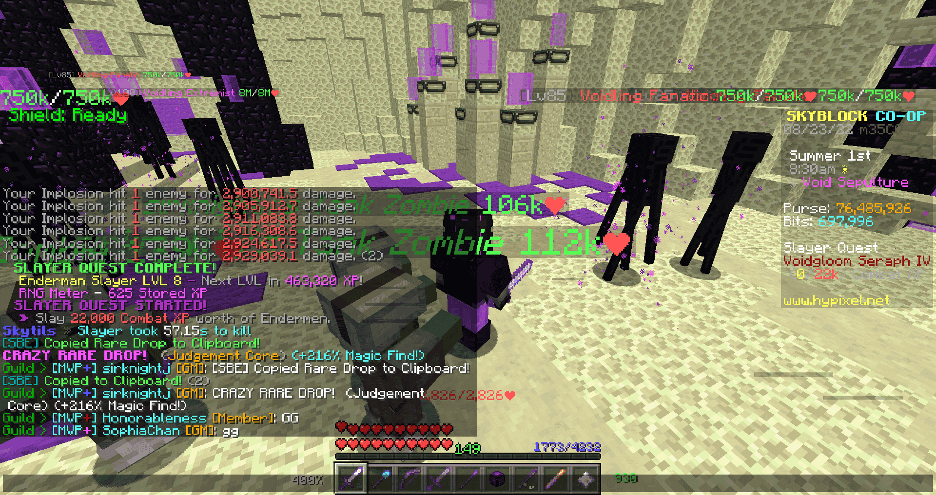 Dropping 2 Judgement Cores in One Day! Hypixel Skyblock Sirknightj